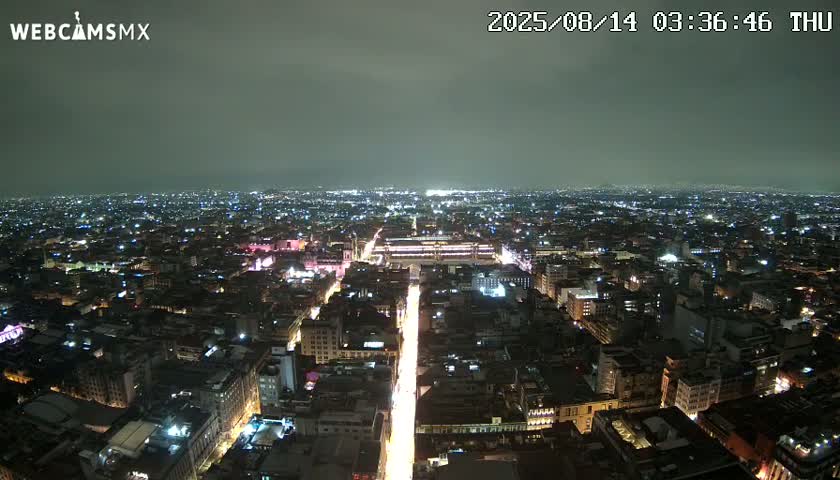 East Facing of Mexico City from Torre Latino Americana Tower Live Cam - Cuauhtemoc, Ciudad de Mexico, Mexico