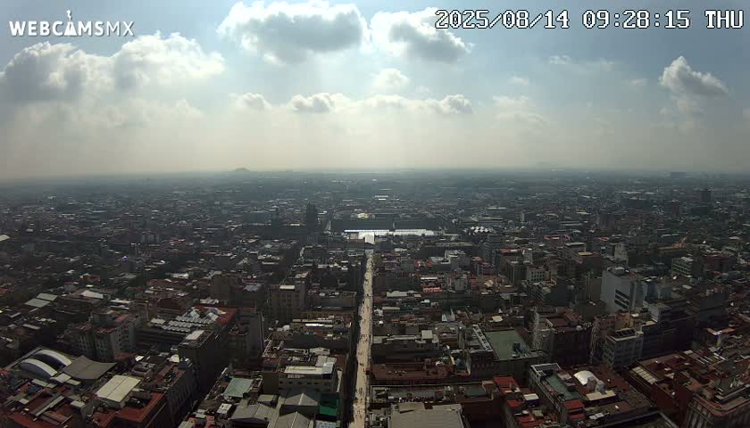 East Facing of Mexico City from Torre Latino Americana Tower Live Cam - Cuauhtemoc, Ciudad de Mexico, Mexico