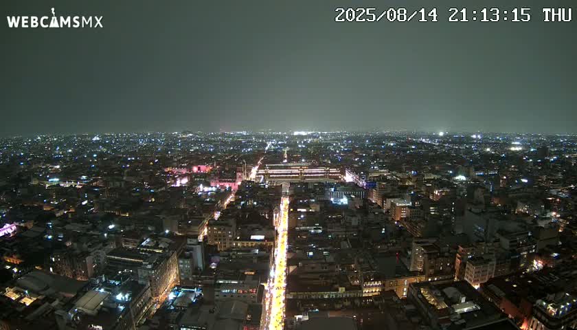 East Facing of Mexico City from Torre Latino Americana Tower Live Cam - Cuauhtemoc, Ciudad de Mexico, Mexico