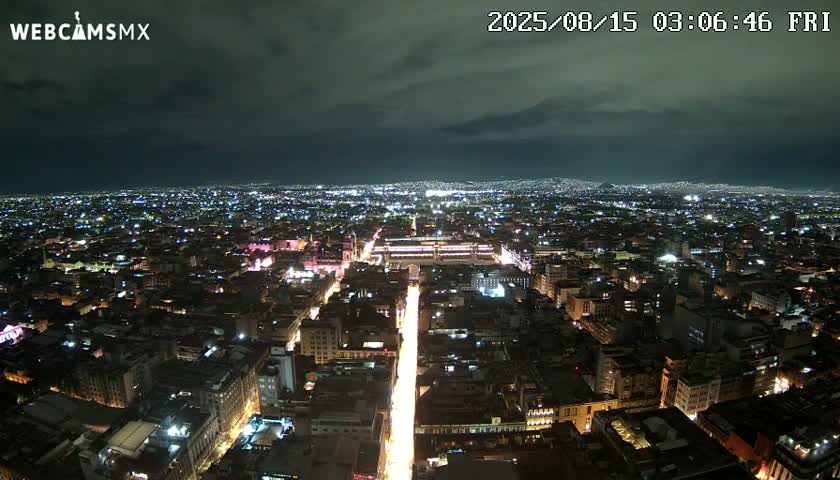 East Facing of Mexico City from Torre Latino Americana Tower Live Cam - Cuauhtemoc, Ciudad de Mexico, Mexico