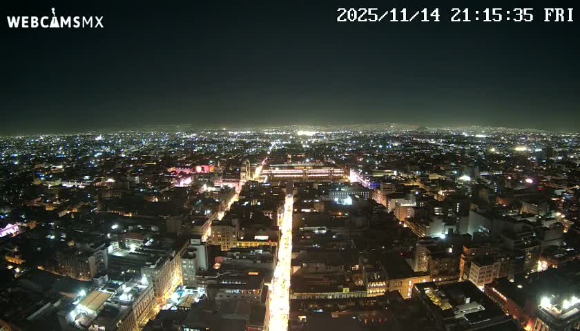 East Facing of Mexico City from Torre Latino Americana Tower Live Cam - Cuauhtemoc, Ciudad de Mexico, Mexico