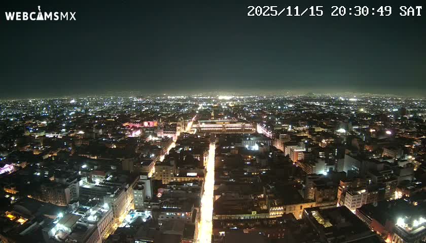 East Facing of Mexico City from Torre Latino Americana Tower Live Cam - Cuauhtemoc, Ciudad de Mexico, Mexico