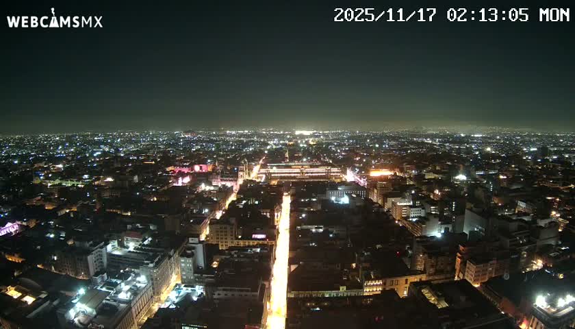 East Facing of Mexico City from Torre Latino Americana Tower Live Cam - Cuauhtemoc, Ciudad de Mexico, Mexico