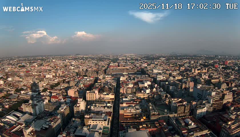 East Facing of Mexico City from Torre Latino Americana Tower Live Cam - Cuauhtemoc, Ciudad de Mexico, Mexico