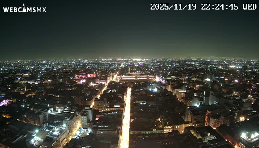 East Facing of Mexico City from Torre Latino Americana Tower Live Cam - Cuauhtemoc, Ciudad de Mexico, Mexico