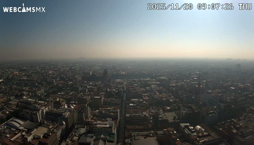 East Facing of Mexico City from Torre Latino Americana Tower Live Cam - Cuauhtemoc, Ciudad de Mexico, Mexico