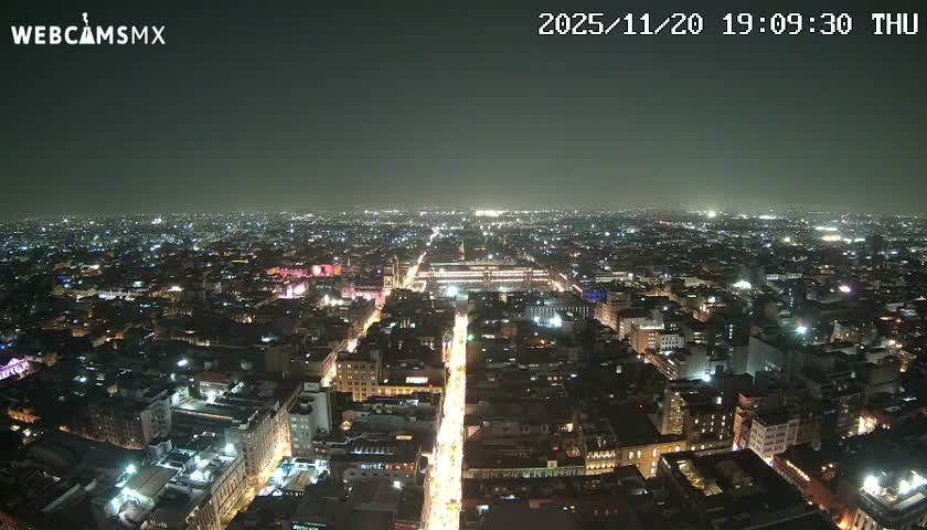 East Facing of Mexico City from Torre Latino Americana Tower Live Cam - Cuauhtemoc, Ciudad de Mexico, Mexico