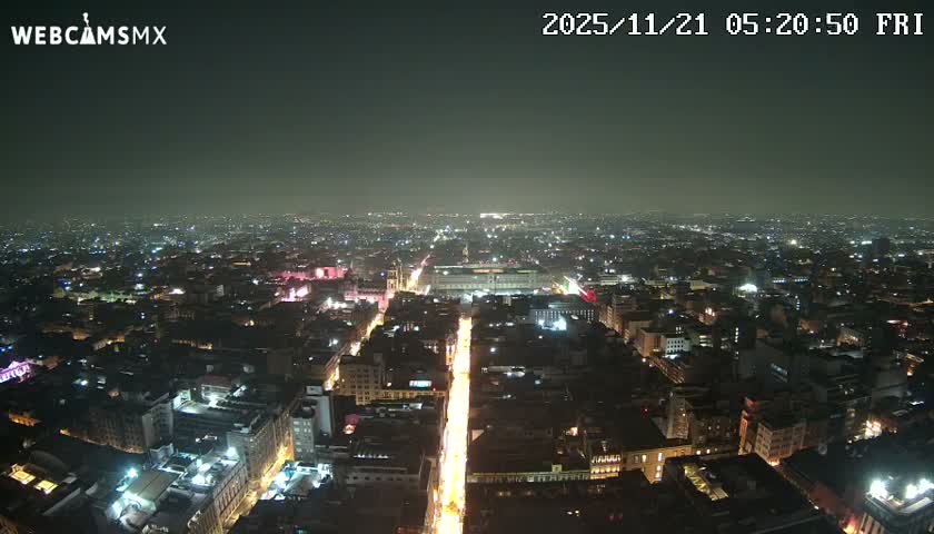 East Facing of Mexico City from Torre Latino Americana Tower Live Cam - Cuauhtemoc, Ciudad de Mexico, Mexico
