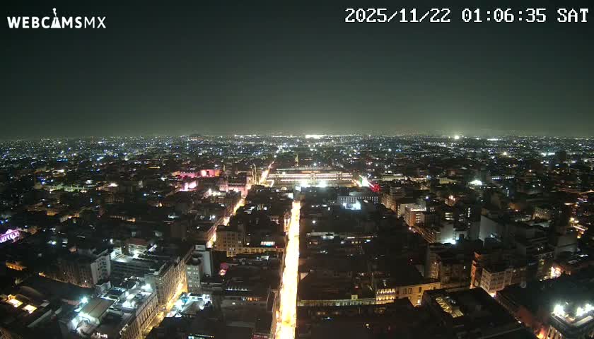 East Facing of Mexico City from Torre Latino Americana Tower Live Cam - Cuauhtemoc, Ciudad de Mexico, Mexico