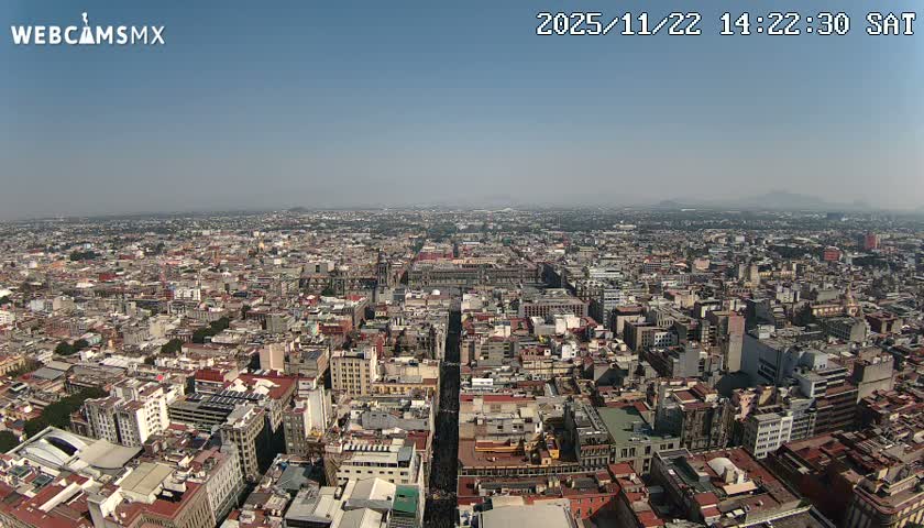 East Facing of Mexico City from Torre Latino Americana Tower Live Cam - Cuauhtemoc, Ciudad de Mexico, Mexico