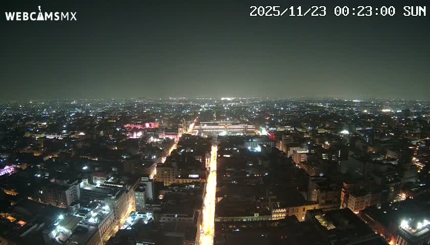 East Facing of Mexico City from Torre Latino Americana Tower Live Cam - Cuauhtemoc, Ciudad de Mexico, Mexico