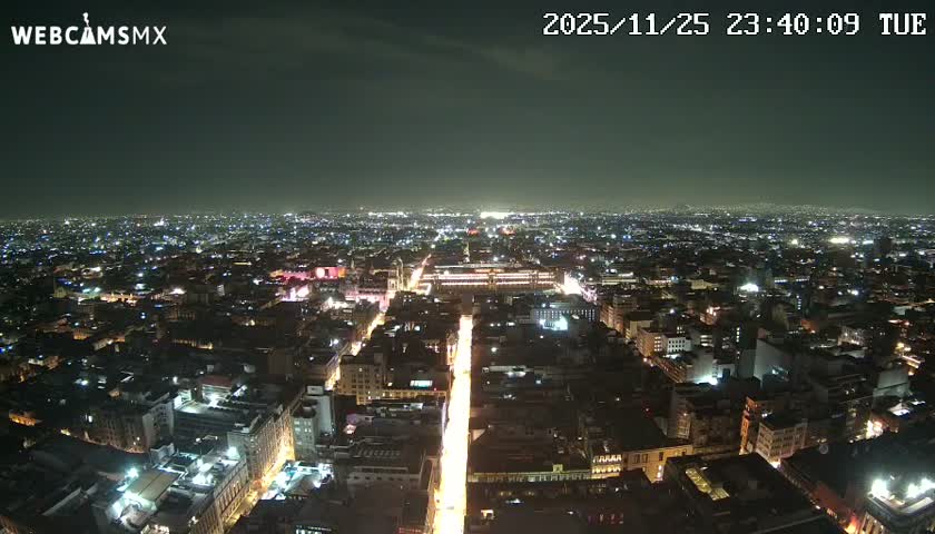 East Facing of Mexico City from Torre Latino Americana Tower Live Cam - Cuauhtemoc, Ciudad de Mexico, Mexico