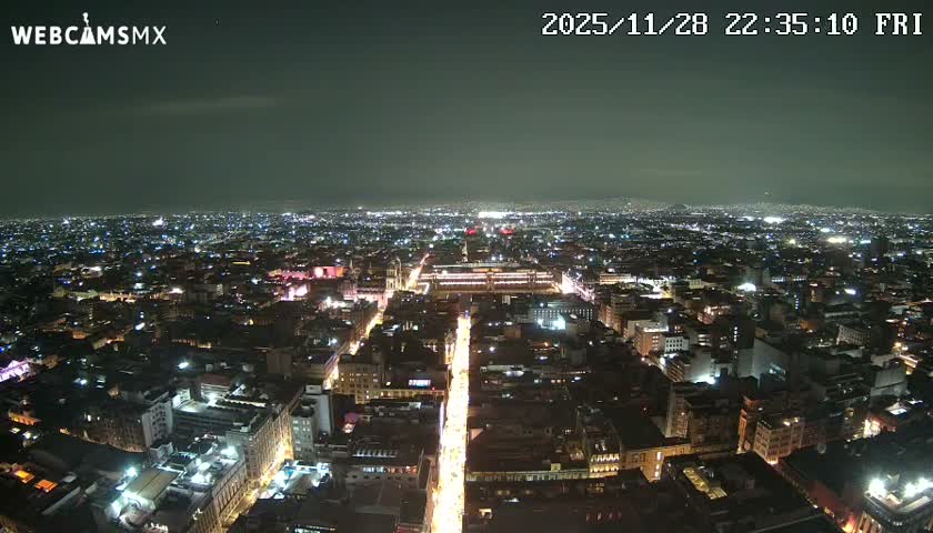 East Facing of Mexico City from Torre Latino Americana Tower Live Cam - Cuauhtemoc, Ciudad de Mexico, Mexico