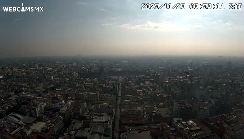 East Facing of Mexico City from Torre Latino Americana Tower Live Cam - Cuauhtemoc, Ciudad de Mexico, Mexico
