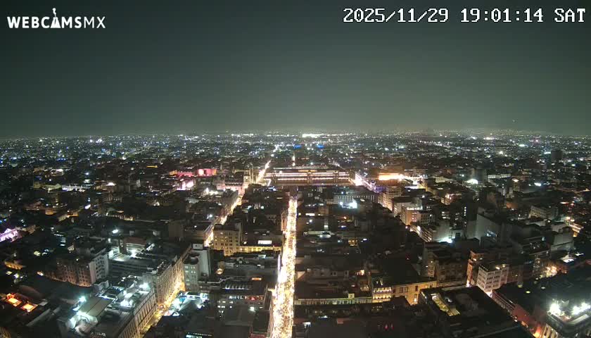 East Facing of Mexico City from Torre Latino Americana Tower Live Cam - Cuauhtemoc, Ciudad de Mexico, Mexico