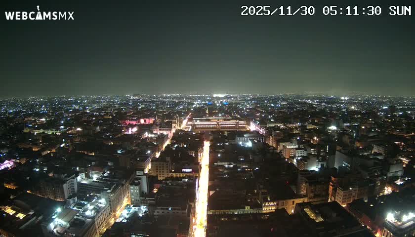 East Facing of Mexico City from Torre Latino Americana Tower Live Cam - Cuauhtemoc, Ciudad de Mexico, Mexico