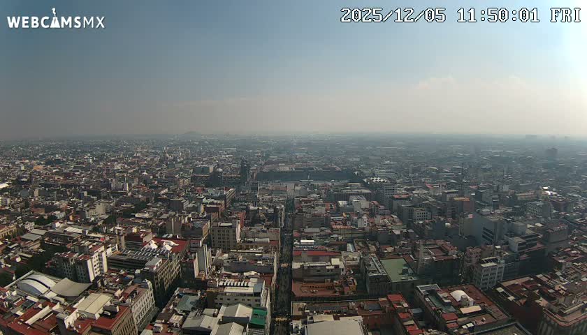 East Facing of Mexico City from Torre Latino Americana Tower Live Cam - Cuauhtemoc, Ciudad de Mexico, Mexico