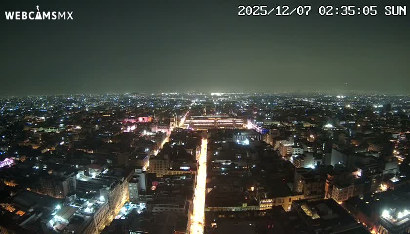 East Facing of Mexico City from Torre Latino Americana Tower Live Cam - Cuauhtemoc, Ciudad de Mexico, Mexico