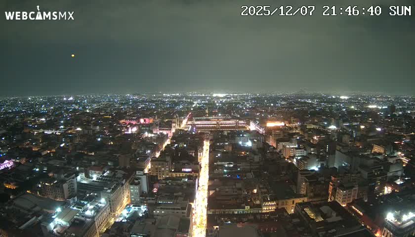 East Facing of Mexico City from Torre Latino Americana Tower Live Cam - Cuauhtemoc, Ciudad de Mexico, Mexico