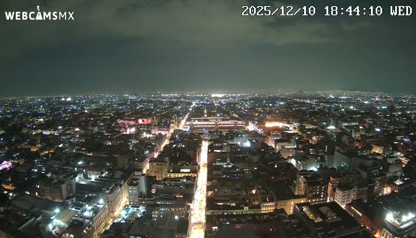 East Facing of Mexico City from Torre Latino Americana Tower Live Cam - Cuauhtemoc, Ciudad de Mexico, Mexico