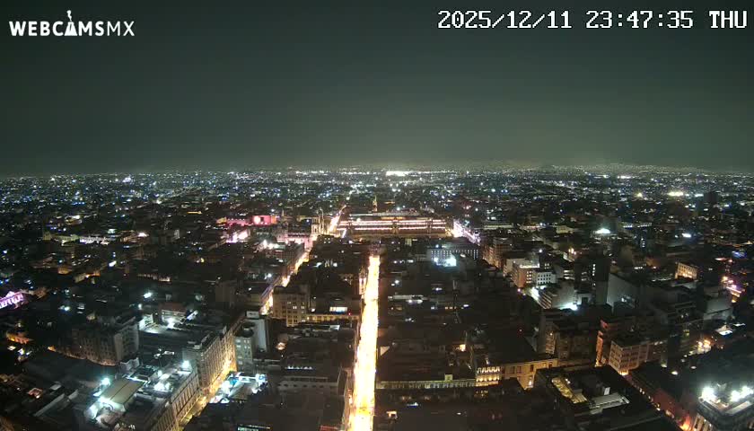 East Facing of Mexico City from Torre Latino Americana Tower Live Cam - Cuauhtemoc, Ciudad de Mexico, Mexico