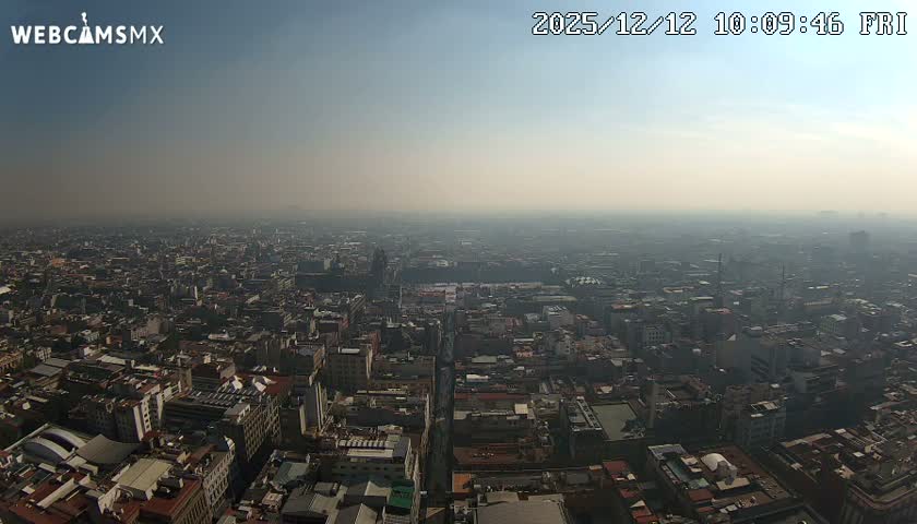 East Facing of Mexico City from Torre Latino Americana Tower Live Cam - Cuauhtemoc, Ciudad de Mexico, Mexico