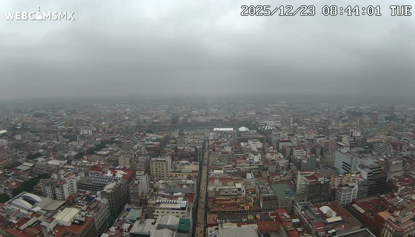East Facing of Mexico City from Torre Latino Americana Tower Live Cam - Cuauhtemoc, Ciudad de Mexico, Mexico