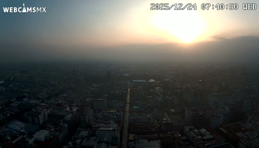 East Facing of Mexico City from Torre Latino Americana Tower Live Cam - Cuauhtemoc, Ciudad de Mexico, Mexico
