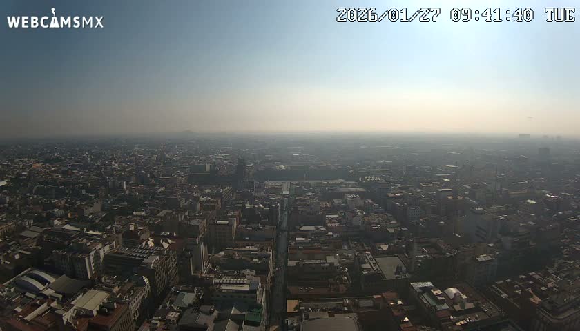 East Facing of Mexico City from Torre Latino Americana Tower Live Cam - Cuauhtemoc, Ciudad de Mexico, Mexico