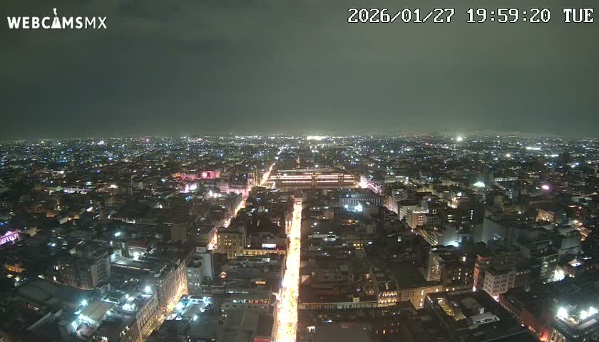 East Facing of Mexico City from Torre Latino Americana Tower Live Cam - Cuauhtemoc, Ciudad de Mexico, Mexico