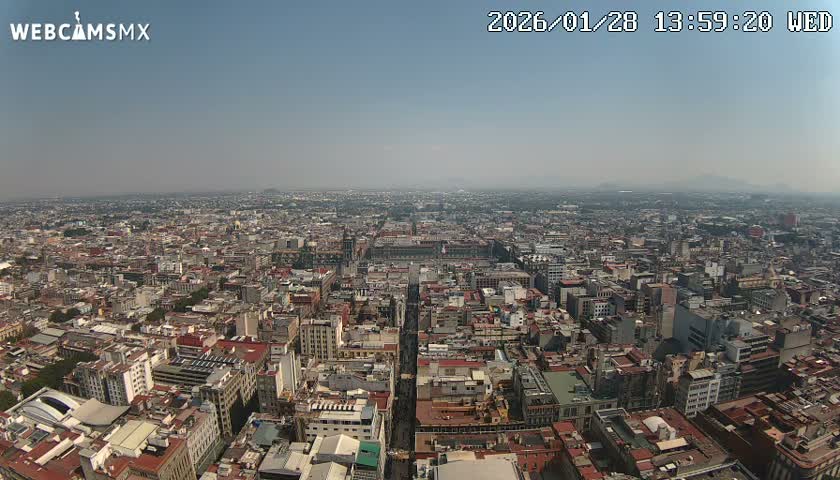 East Facing of Mexico City from Torre Latino Americana Tower Live Cam - Cuauhtemoc, Ciudad de Mexico, Mexico