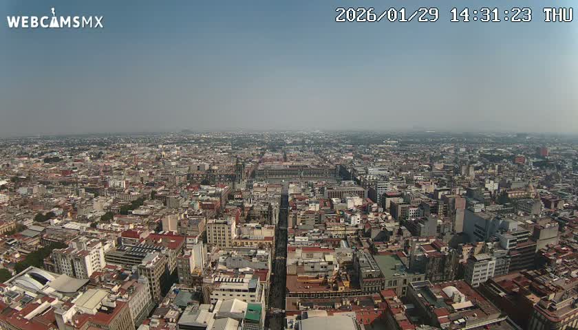 East Facing of Mexico City from Torre Latino Americana Tower Live Cam - Cuauhtemoc, Ciudad de Mexico, Mexico