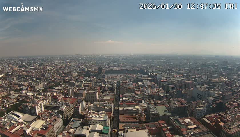 East Facing of Mexico City from Torre Latino Americana Tower Live Cam - Cuauhtemoc, Ciudad de Mexico, Mexico