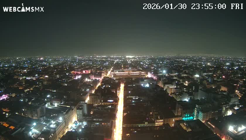 East Facing of Mexico City from Torre Latino Americana Tower Live Cam - Cuauhtemoc, Ciudad de Mexico, Mexico