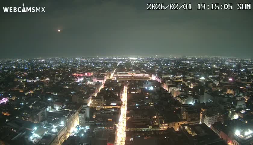 East Facing of Mexico City from Torre Latino Americana Tower Live Cam - Cuauhtemoc, Ciudad de Mexico, Mexico