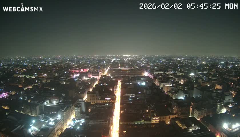 East Facing of Mexico City from Torre Latino Americana Tower Live Cam - Cuauhtemoc, Ciudad de Mexico, Mexico