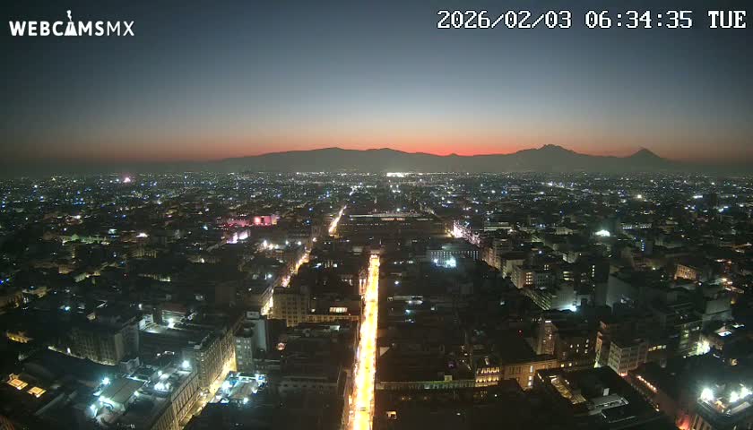 East Facing of Mexico City from Torre Latino Americana Tower Live Cam - Cuauhtemoc, Ciudad de Mexico, Mexico