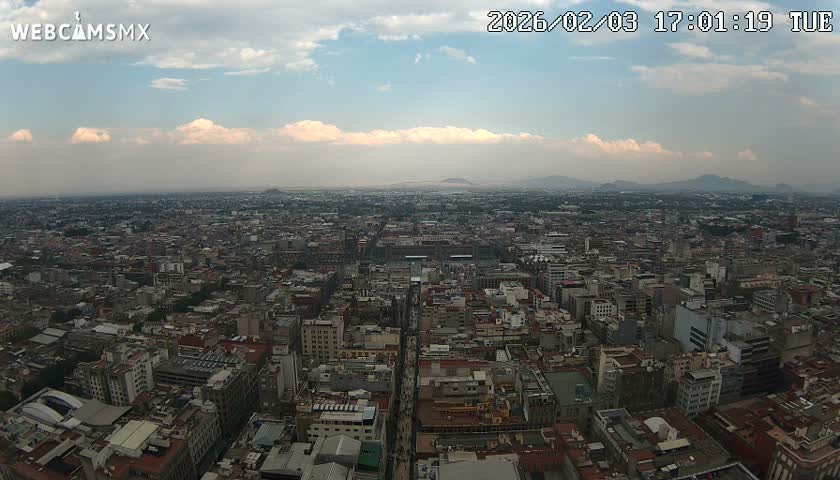 East Facing of Mexico City from Torre Latino Americana Tower Live Cam - Cuauhtemoc, Ciudad de Mexico, Mexico