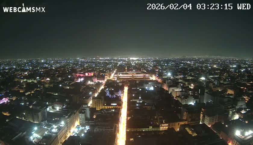 East Facing of Mexico City from Torre Latino Americana Tower Live Cam - Cuauhtemoc, Ciudad de Mexico, Mexico