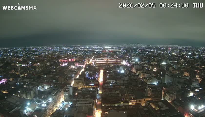 East Facing of Mexico City from Torre Latino Americana Tower Live Cam - Cuauhtemoc, Ciudad de Mexico, Mexico