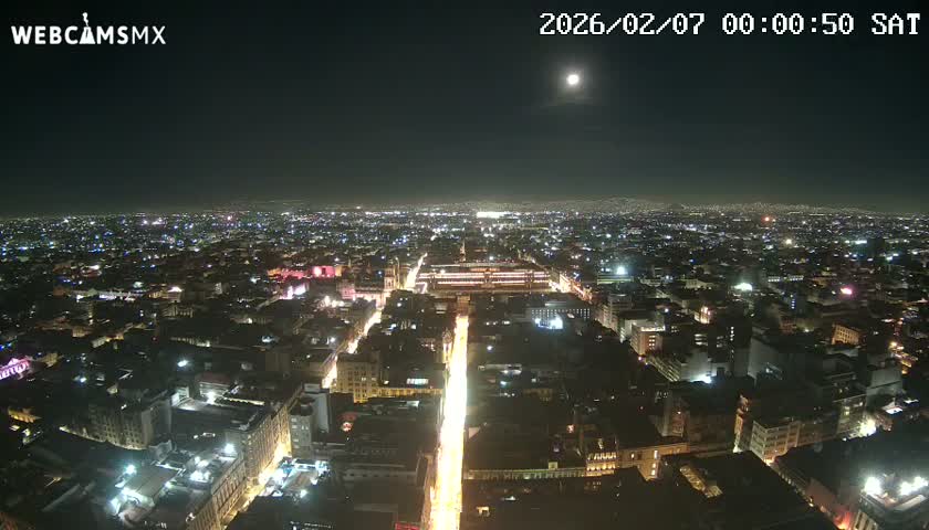 East Facing of Mexico City from Torre Latino Americana Tower Live Cam - Cuauhtemoc, Ciudad de Mexico, Mexico