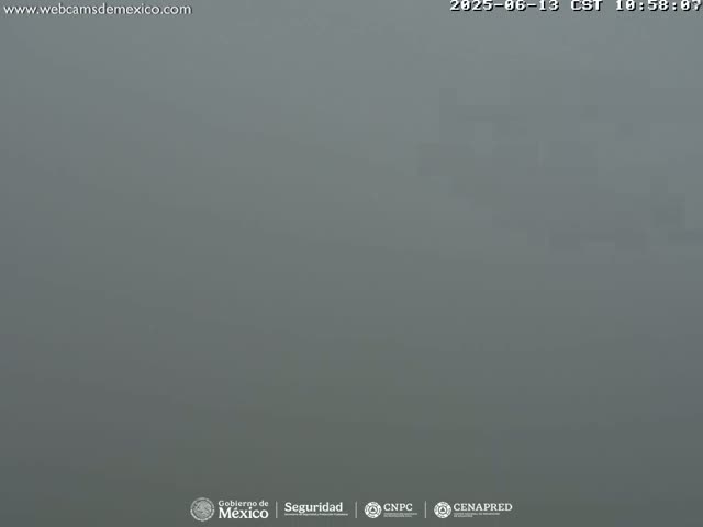 A solid, uniformly gray scene is visible, suggesting heavy fog or mist.