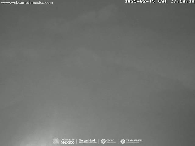 A mostly overcast sky is visible at night.