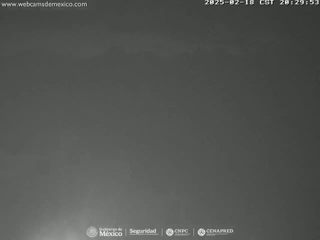 A mostly overcast night sky is visible.