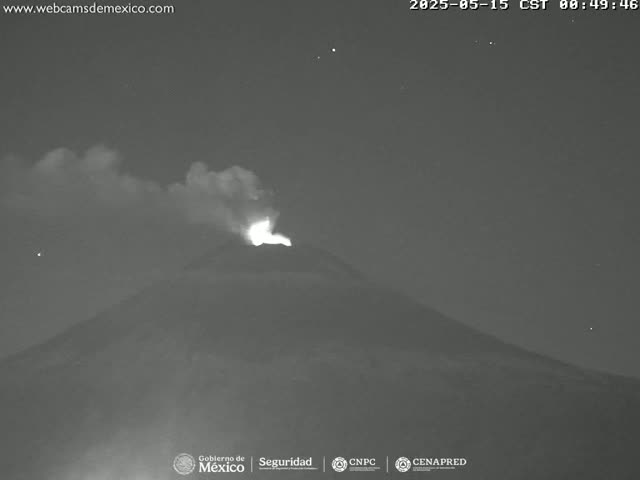 Volcán Popocatepetl Volcano Live Cam  - Tianguismanalco,  Puebla, Mexico