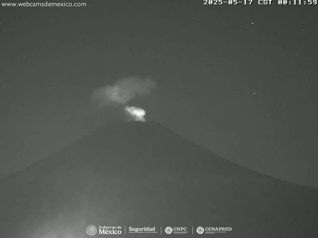 Volcán Popocatepetl Volcano Live Cam  - Tianguismanalco,  Puebla, Mexico