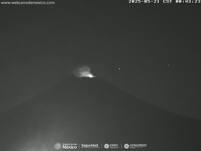 Volcán Popocatepetl Volcano Live Cam  - Tianguismanalco,  Puebla, Mexico