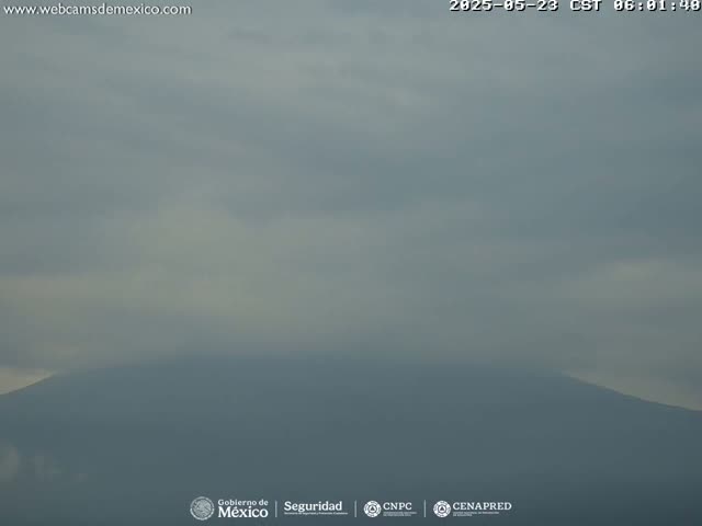 A hazy mountain range is visible under an overcast sky.