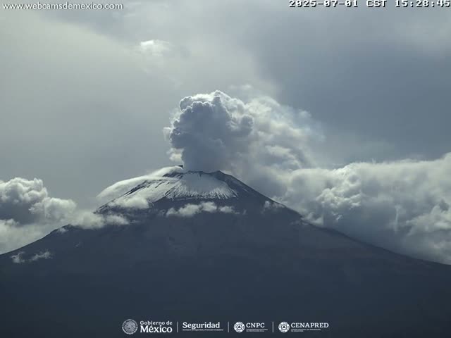 Volcán Popocatepetl Volcano Live Cam  - Tianguismanalco,  Puebla, Mexico