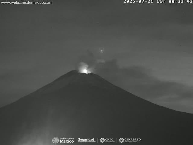 Volcán Popocatepetl Volcano Live Cam  - Tianguismanalco,  Puebla, Mexico